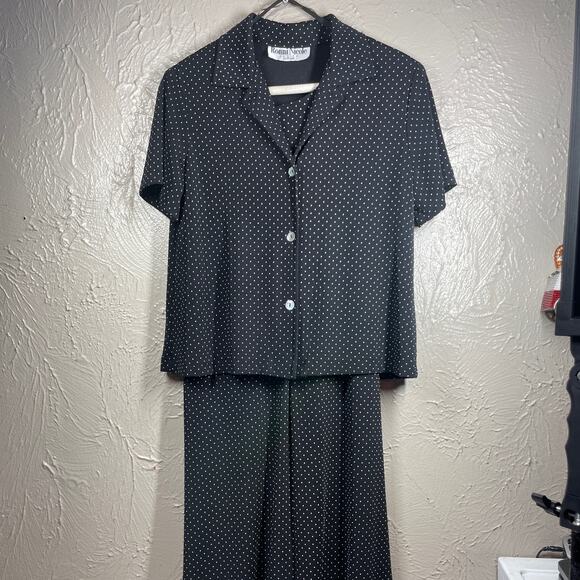 Ronni Nicole by Ouida Black Button Up Front & Back Two-piece Dress Womens Petite - Picture 1 of 6